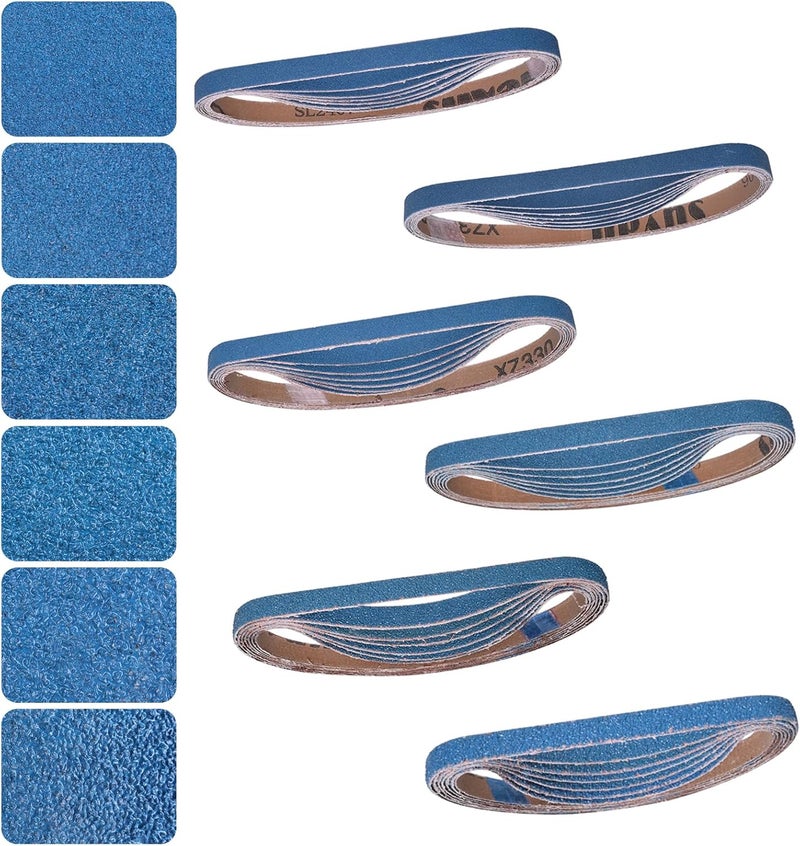 Aolabela 1/2x18 Inch Sanding Belts 42 Pcs 6 Grits Sizes (7 Each of 40/60/80/120/150/240 Grits) Heavy Duty Belt Sander Zirconia Belt Sander Paper for Wood, Metal, Stainless Steel, Cars, and Furniture - Image 1